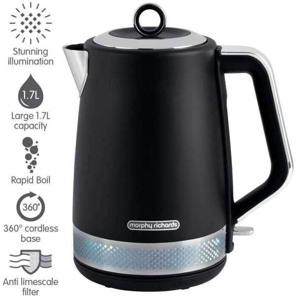 Morphy richards - Bouilloire illumination 1.7l 3000w noir 2
