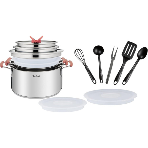 Tefal Ingenio Batterie de cuisine 7 pièces, Induction, Revêtement antiadhésif, Empilable, Gain de place, Indicateur de 2