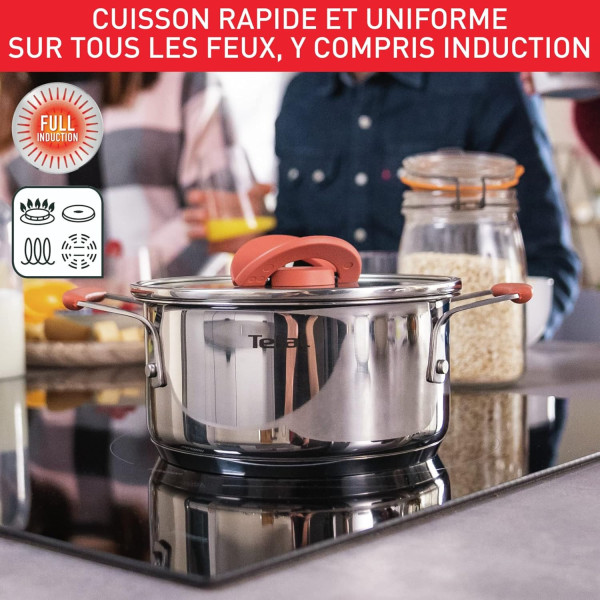 Tefal Ingenio Batterie de cuisine 7 pièces, Induction, Revêtement antiadhésif, Empilable, Gain de place, Indicateur de 2