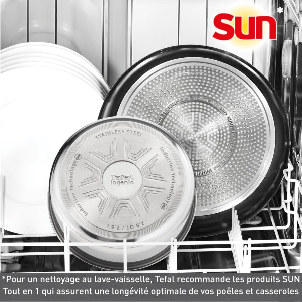 Tefal Ingenio Batterie de cuisine 7 pièces, Induction, Revêtement antiadhésif, Empilable, Gain de place, Indicateur de 2