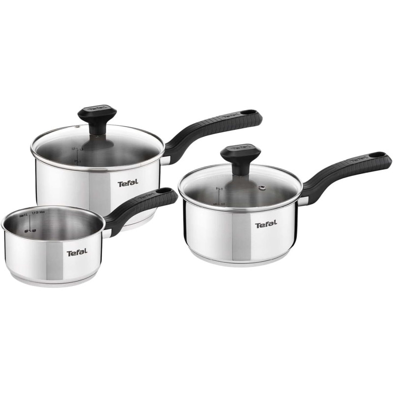 Tefal Ingenio Batterie de cuisine 7 pièces, Induction, Revêtement antiadhésif, Empilable, Gain de place, Indicateur de