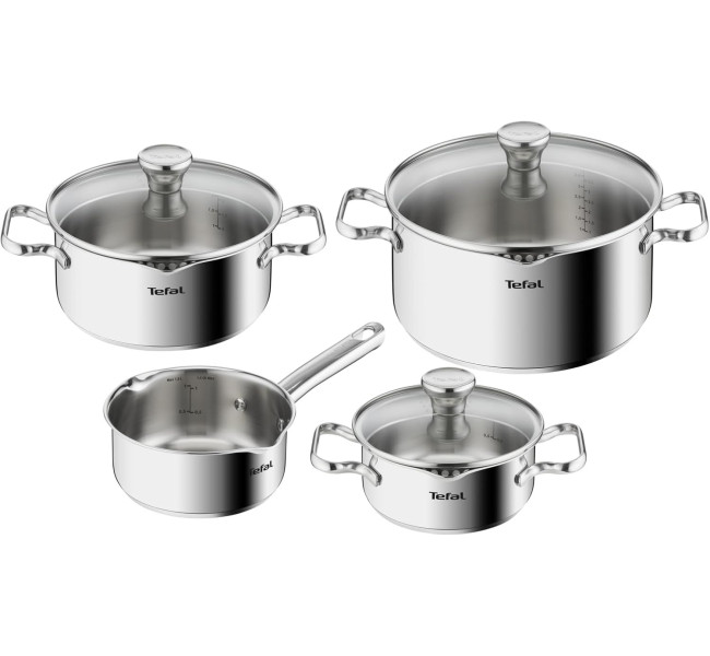 Tefal Ingenio Batterie de cuisine 7 pièces, Induction, Revêtement antiadhésif, Empilable, Gain de place, Indicateur de
