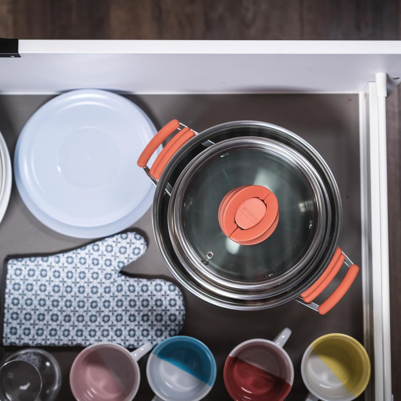Tefal Ingenio Batterie de cuisine 7 pièces, Induction, Revêtement antiadhésif, Empilable, Gain de place, Indicateur de