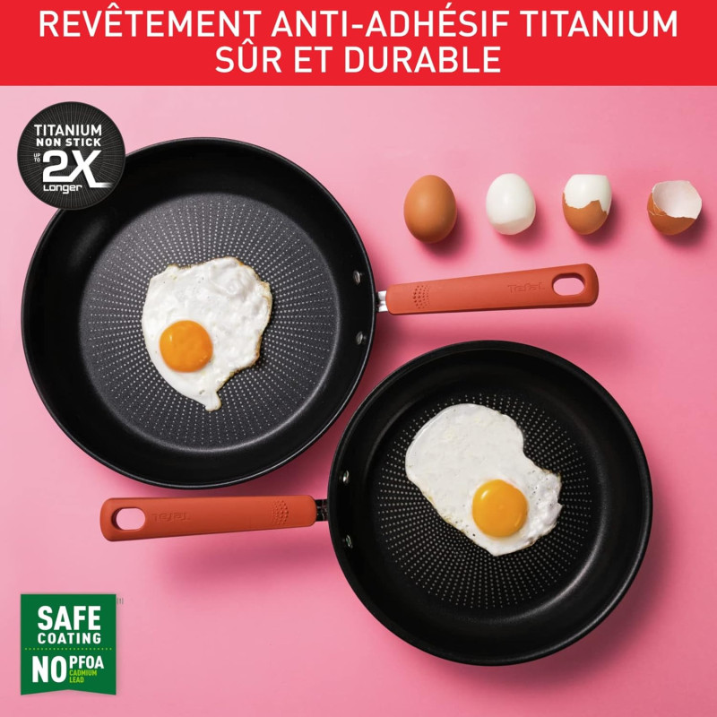 Tefal Ingenio Batterie de cuisine 7 pièces, Induction, Revêtement antiadhésif, Empilable, Gain de place, Indicateur de