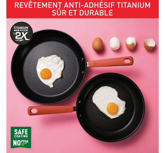 Tefal Ingenio Batterie de cuisine 7 pièces, Induction, Revêtement antiadhésif, Empilable, Gain de place, Indicateur de