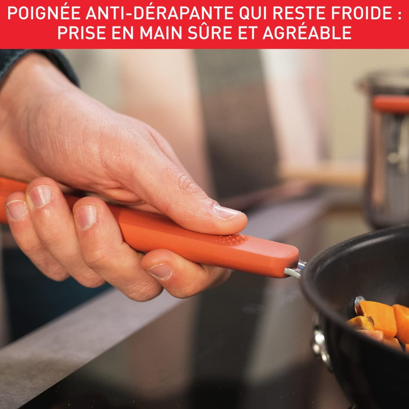 Tefal Ingenio Batterie de cuisine 7 pièces, Induction, Revêtement antiadhésif, Empilable, Gain de place, Indicateur de