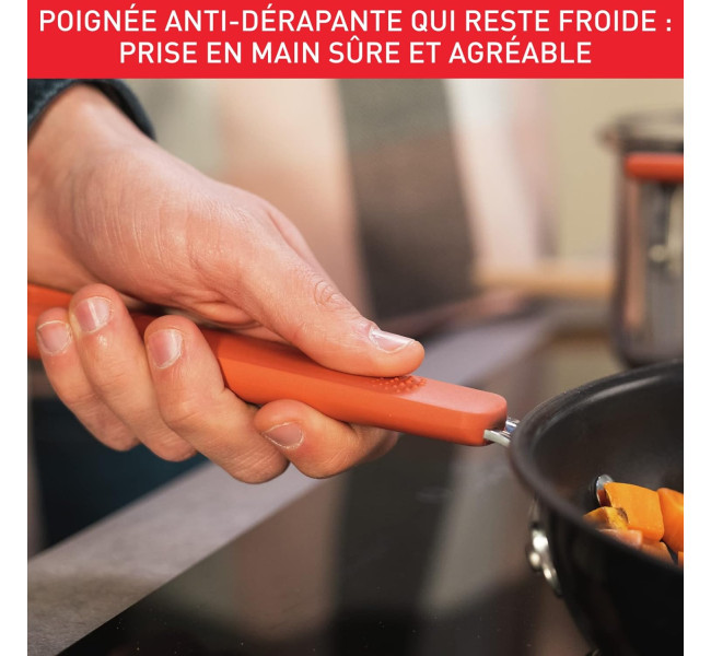 Tefal Ingenio Batterie de cuisine 7 pièces, Induction, Revêtement antiadhésif, Empilable, Gain de place, Indicateur de