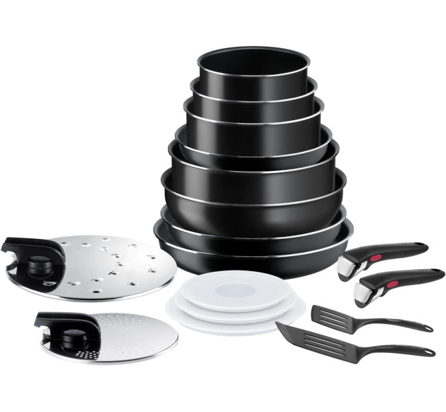 Tefal Ingenio Batterie de cuisine 7 pièces, Induction, Revêtement antiadhésif, Empilable, Gain de place, Indicateur de