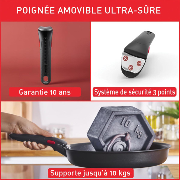Tefal Ingenio Batterie de cuisine 7 pièces, Induction, Revêtement antiadhésif, Empilable, Gain de place, Indicateur de 2