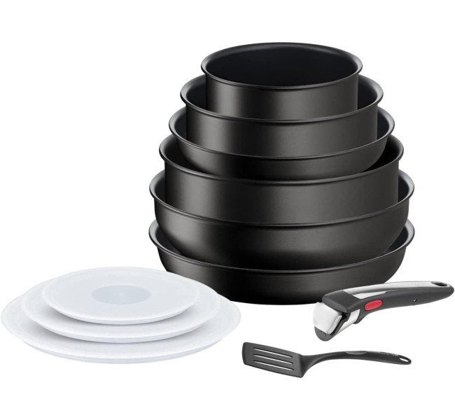 Tefal Ingenio Batterie de cuisine 7 pièces, Induction, Revêtement antiadhésif, Empilable, Gain de place, Indicateur de