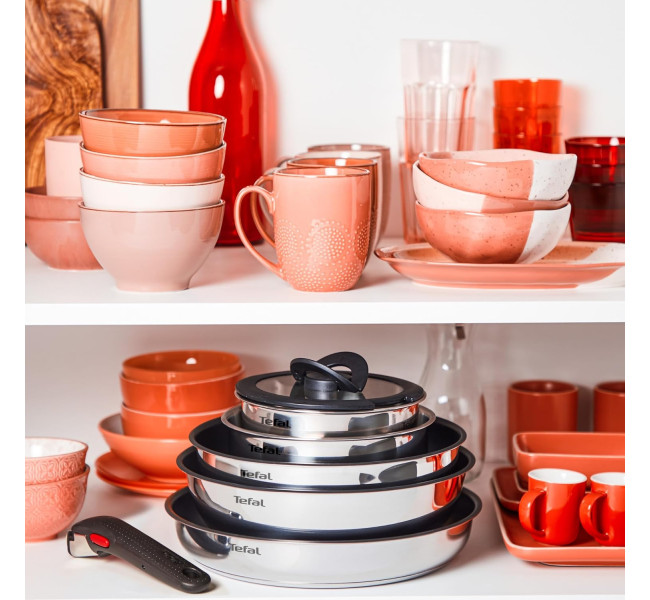 Tefal Ingenio Batterie de cuisine 20 pièces, Poêles, Casseroles, 2 poignées amovibles, Induction, Revêtement antiadhésif,