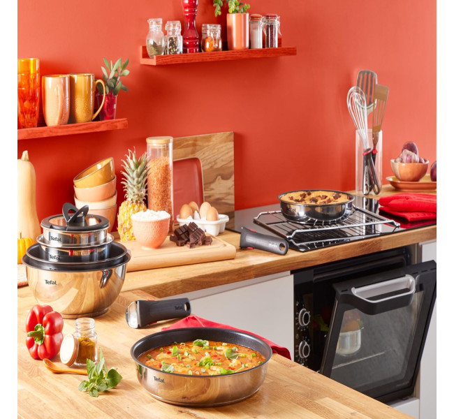 Tefal Ingenio Batterie de cuisine 20 pièces, Poêles, Casseroles, 2 poignées amovibles, Induction, Revêtement antiadhésif,