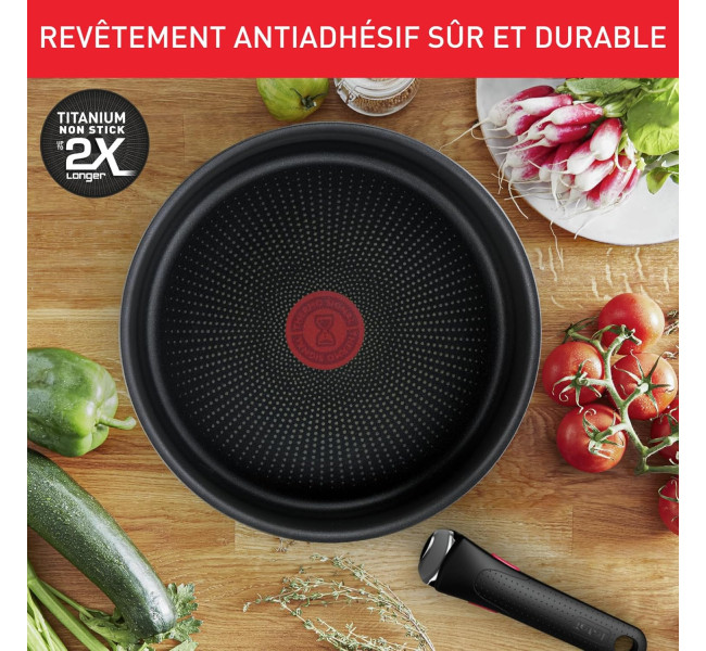 Tefal Ingenio Batterie de cuisine 20 pièces, Poêles, Casseroles, 2 poignées amovibles, Induction, Revêtement antiadhésif,