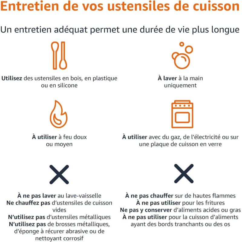 Amazon Basics Batterie de cuisine anti-adhésive 8 pièces, Noir