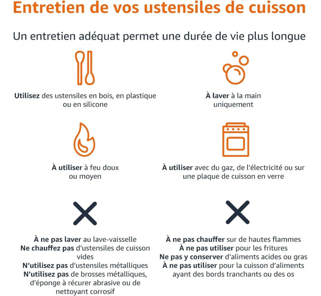 Amazon Basics Batterie de cuisine anti-adhésive 8 pièces, Noir