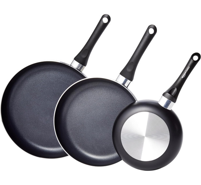 Amazon Basics Batterie de cuisine anti-adhésive 8 pièces, Noir