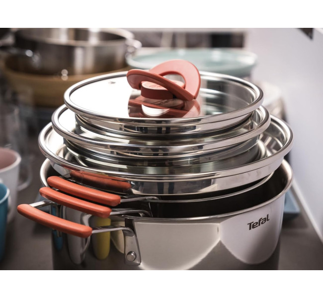 Tefal Ingenio Batterie de cuisine 7 pièces, Induction, Revêtement antiadhésif, Empilable, Gain de place, Indicateur de