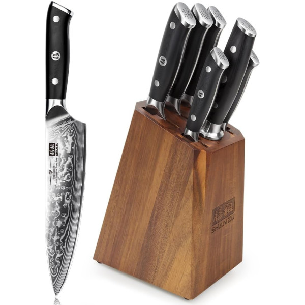 SHAN ZU Couteau Japonais de Chef 20cm, Couteau Damas en Acier Japonais 67 Couches Super Tranchant, Poignée G10 - PRO Series 2