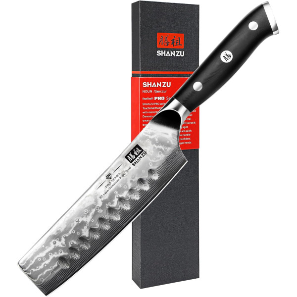 SHAN ZU Couteau Japonais de Chef 20cm, Couteau Damas en Acier Japonais 67 Couches Super Tranchant, Poignée G10 - PRO Series 2