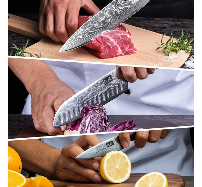 SHAN ZU Couteau Japonais de Chef 20cm, Couteau Damas en Acier Japonais 67 Couches Super Tranchant, Poignée G10 - PRO Series